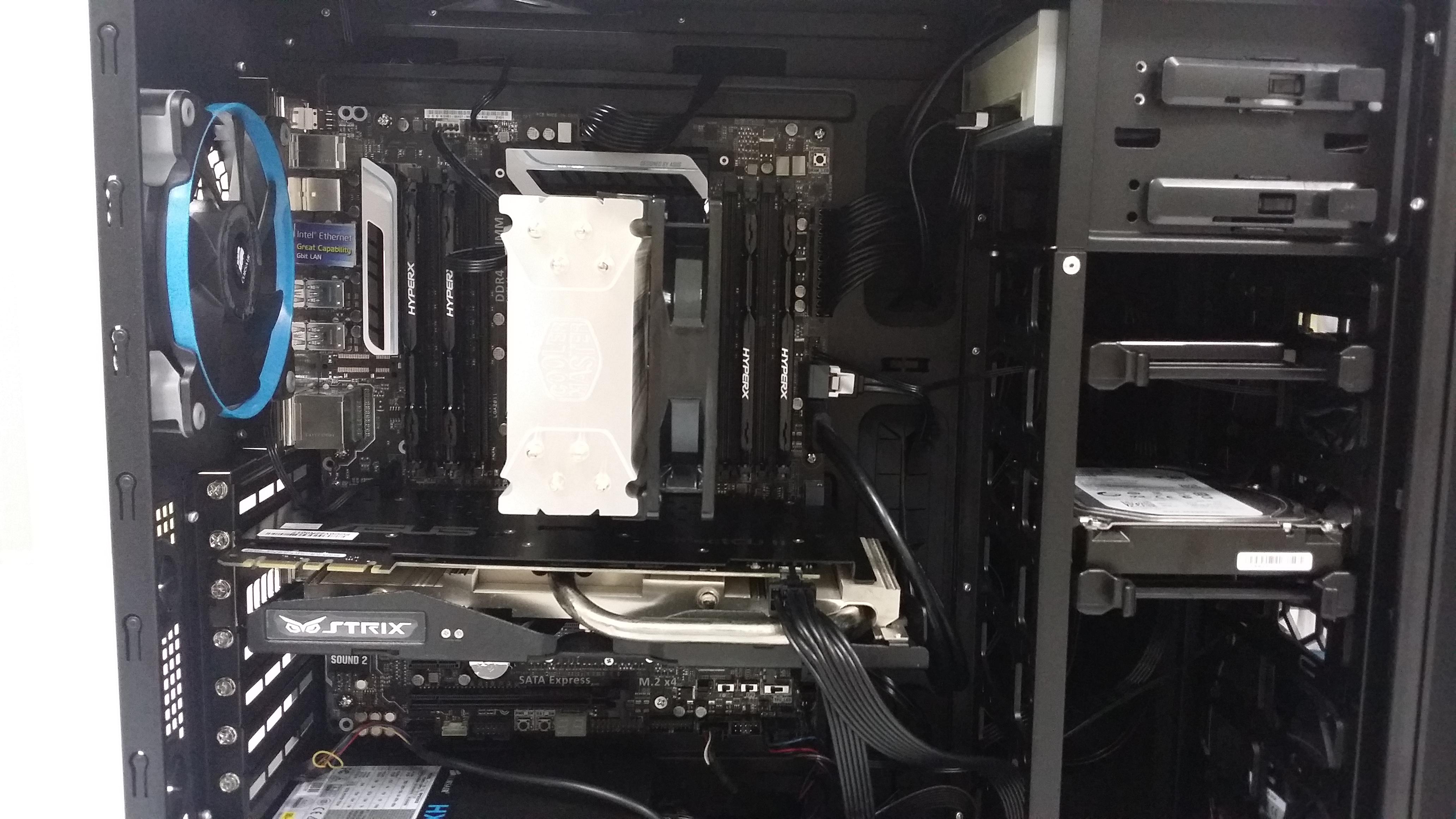 Work station CPU: i7 5820K (6core / 12 thread) Asus x99 - A, Nvidia Strix 970, Smsung 850 PRO SSD, Corsar HX750W PSU